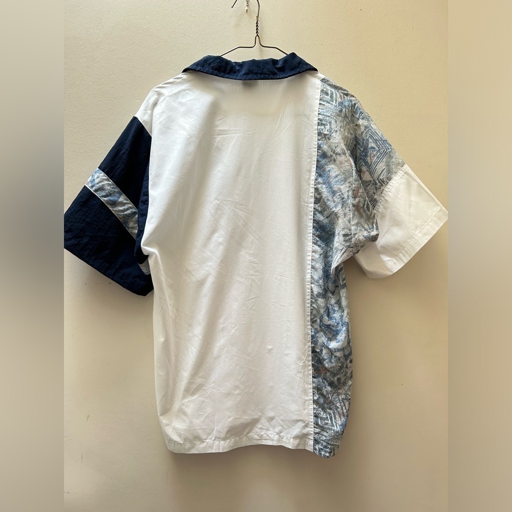 Vintage Alpine Camp Collar Asymmetrical Print Leisure Shirt Medium - Picture 5 of 5